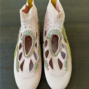 Valentino Garavani Pink and Yellow Embellished Sneakers